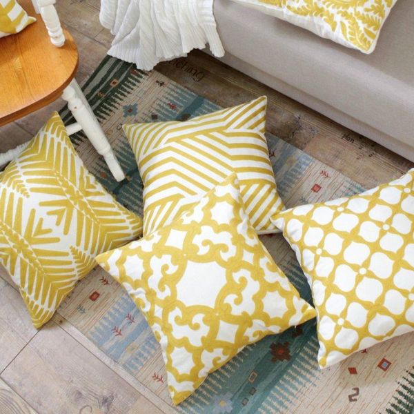 cushion/decorative pillow home decor embroidered cushion cover yellow ginger/white geometric floral canvas cotton square embroidery 45x45cm
cushion/decorative pillow home decor embroidered cushion cover yellow ginger/white geometric floral canvas cotton square embroidery 45x45cm