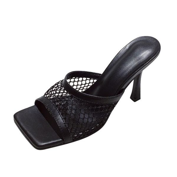 dress shoes pu square head peep toe high heel mesh slippers summer fashion slip on thin heels slides women mules party, Black
dress shoes pu square head peep toe high heel mesh slippers summer fashion slip on thin heels slides women mules party, Black