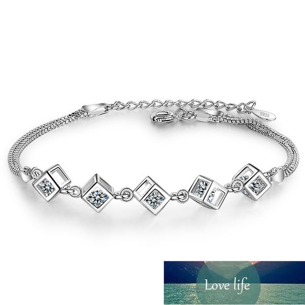 925 sterling silver double chain zircon square cube bracelets party gift for women fashion jewelry s-b236, Golden;silver
925 sterling silver double chain zircon square cube bracelets party gift for women fashion jewelry s-b236, Golden;silver