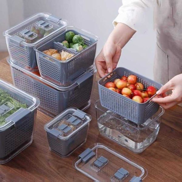 storage bottles & jars kitchen organizer for fruit vegetable double-layer crisper multifunctional washing refrigerator baskets
storage bottles & jars kitchen organizer for fruit vegetable double-layer crisper multifunctional washing refrigerator baskets
