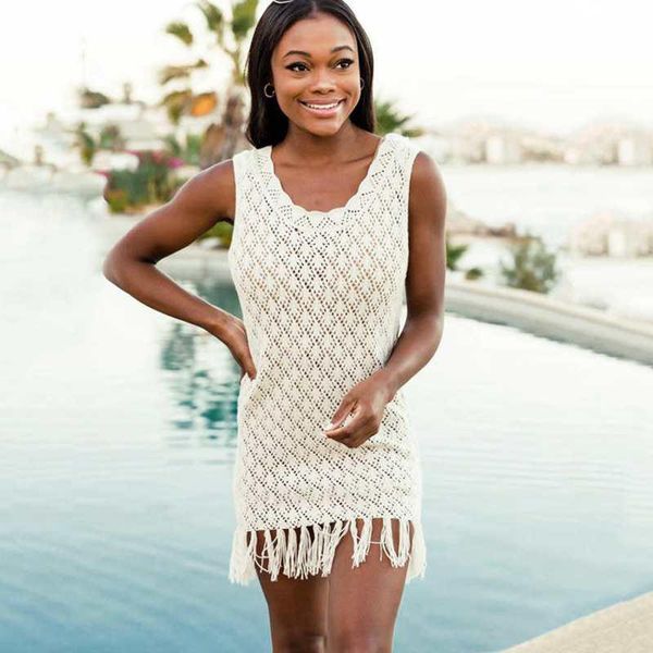 women's swimwear crochet beach dress women white knitted beachwear tassels cover up swimsuit summer bikini coverup, White;black
women's swimwear crochet beach dress women white knitted beachwear tassels cover up swimsuit summer bikini coverup, White;black
