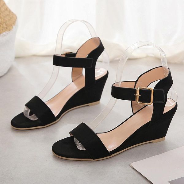 sandals summer women wedges heel buckle strap ladies 2021 solid peep toe casual platform gladiator mujer#21, Black
sandals summer women wedges heel buckle strap ladies 2021 solid peep toe casual platform gladiator mujer#21, Black