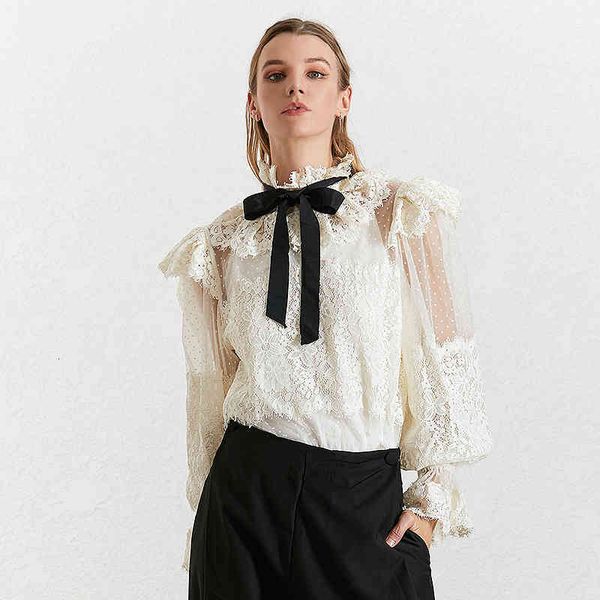 white and black lace patchwork shirt women blouses stand collar bowknot bandage lantern sleeve perspective blouse female
white and black lace patchwork shirt women blouses stand collar bowknot bandage lantern sleeve perspective blouse female