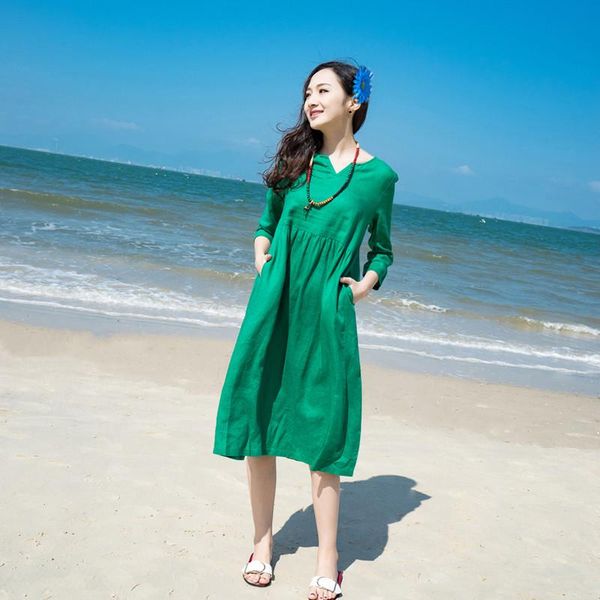 casual dresses cotton linen vacation style long 2021 summer fashion three quarter sleeve solid straight dress plus size 7xl, Black;gray
casual dresses cotton linen vacation style long 2021 summer fashion three quarter sleeve solid straight dress plus size 7xl, Black;gray
