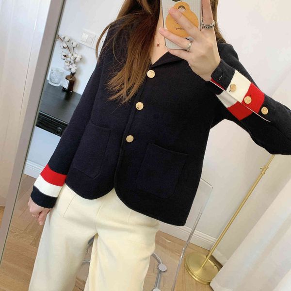 jacket tb british style lapel blazer women's college stripe contrast color slim fit temperament short single breasted cardigan, Black;brown
jacket tb british style lapel blazer women's college stripe contrast color slim fit temperament short single breasted cardigan, Black;brown