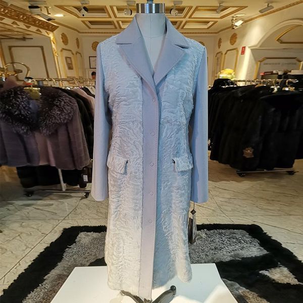women's fur & faux fashion karakul sheep swakara coat imported match italian cashmere long with winter om-9507, Black
women's fur & faux fashion karakul sheep swakara coat imported match italian cashmere long with winter om-9507, Black