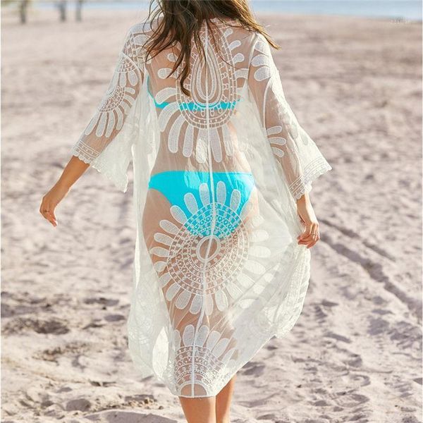 see through embroidered long kimono cardigan white black lace tunic plus size beachwear women and blouses n1020 women's & shirts
see through embroidered long kimono cardigan white black lace tunic plus size beachwear women and blouses n1020 women's & shirts