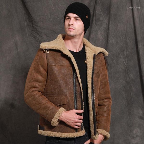men's leather & faux sani brown short slim fur coat real sheepskin shearling casual genuine outwear thicken warm winter, Black
men's leather & faux sani brown short slim fur coat real sheepskin shearling casual genuine outwear thicken warm winter, Black