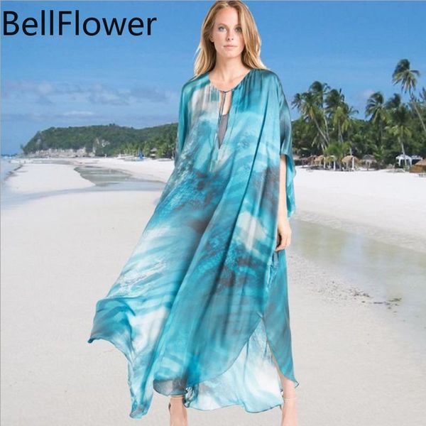 women's swimwear robe style holiday dress women four-way stretch print blue beach sunscreen shirt bikini cover up plus size summer dres, White;black
women's swimwear robe style holiday dress women four-way stretch print blue beach sunscreen shirt bikini cover up plus size summer dres, White;black