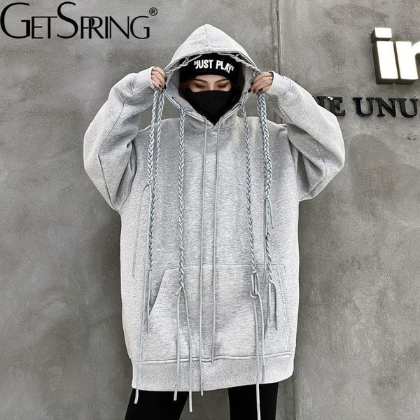 women hoodie getspring s tassel weaving hooded oversized coats gray black casual loose sweatshirt 2021 new fashion
women hoodie getspring s tassel weaving hooded oversized coats gray black casual loose sweatshirt 2021 new fashion