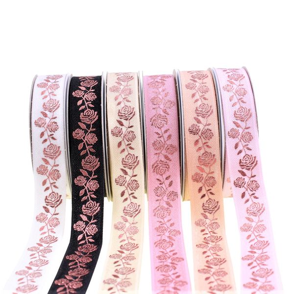 5/8" 15mm rose gold foil foe ribbon roses print fold over elastic for wedding party valentine's day, Pink;blue
5/8" 15mm rose gold foil foe ribbon roses print fold over elastic for wedding party valentine's day, Pink;blue