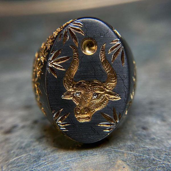vintage engraved bull head leaves ring for men design punk chunky finger personality charm party jewelry gift wholesale cluster rings, Golden;silver
vintage engraved bull head leaves ring for men design punk chunky finger personality charm party jewelry gift wholesale cluster rings, Golden;silver