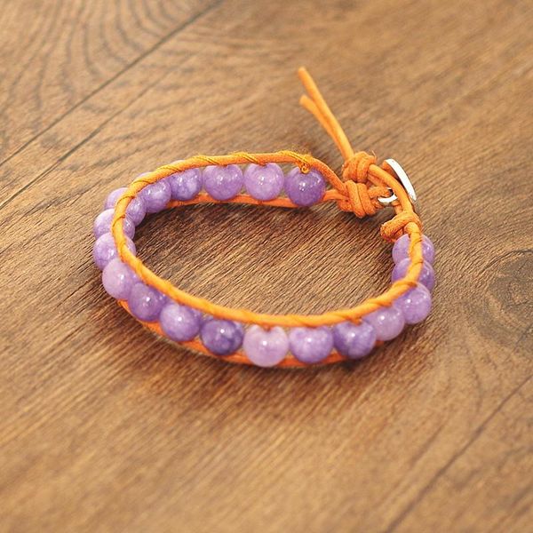 charm bracelets handmade women bracelet 8mm lavender chalcedony stone beads bohemia leather wrap strand, Golden;silver
charm bracelets handmade women bracelet 8mm lavender chalcedony stone beads bohemia leather wrap strand, Golden;silver