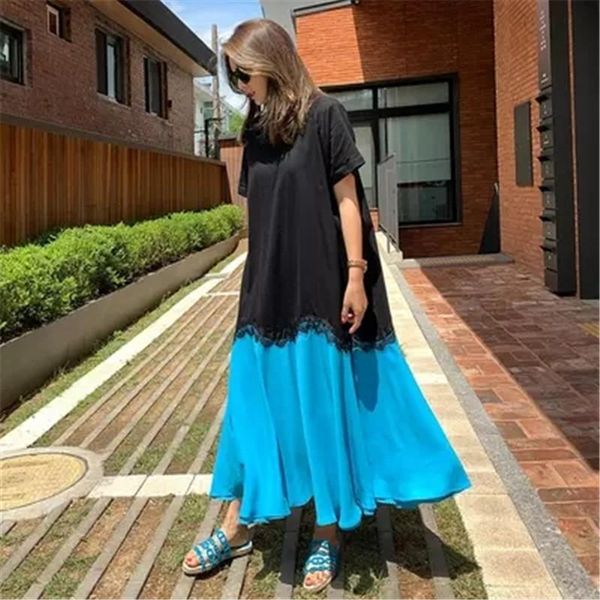casual dresses korean style summer 2021 contrast stitching loose dress, Black;gray
casual dresses korean style summer 2021 contrast stitching loose dress, Black;gray