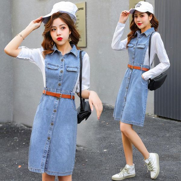 casual dresses spring autumn women turn-down collar single button collect waist patchwork jeans dress for females denim one-piece, Black;gray
casual dresses spring autumn women turn-down collar single button collect waist patchwork jeans dress for females denim one-piece, Black;gray