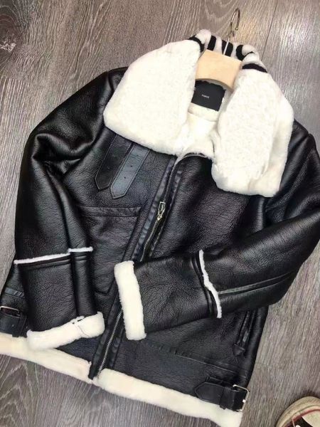 women paris lamb fur collar stitching pu leather down jacket patchwork collar black white letter plus velvet to keep warm clothes streetwear
women paris lamb fur collar stitching pu leather down jacket patchwork collar black white letter plus velvet to keep warm clothes streetwear