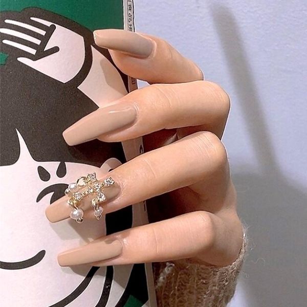 fake long fingernail milk tea color inlaid pearl rhinestone cross pendant wear manicure nail patch false fingernails nails, Red;gold
fake long fingernail milk tea color inlaid pearl rhinestone cross pendant wear manicure nail patch false fingernails nails, Red;gold