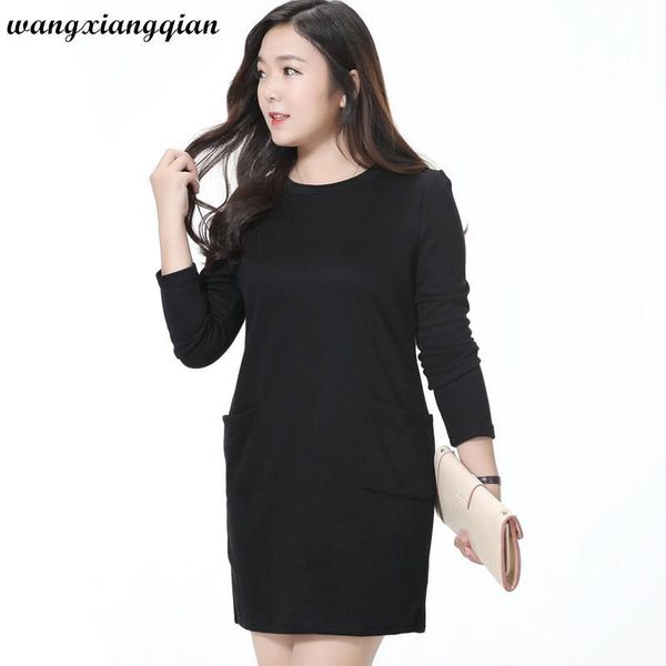 casual dresses tide brand plus size autumn women's long sleeve dress round neck ladies pure black loose knit a640, Black;gray
casual dresses tide brand plus size autumn women's long sleeve dress round neck ladies pure black loose knit a640, Black;gray