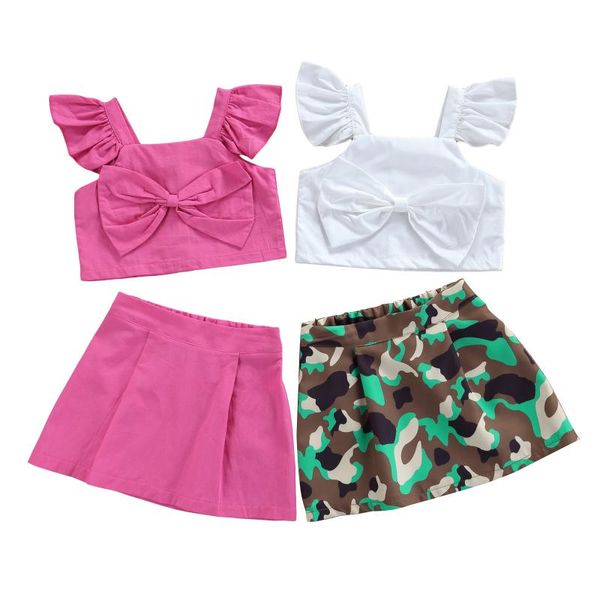 1-6years 2 pieces kids suit set solid color bownkot square neck sleeve crop + short skirt for summer infants clothing sets, White
1-6years 2 pieces kids suit set solid color bownkot square neck sleeve crop + short skirt for summer infants clothing sets, White