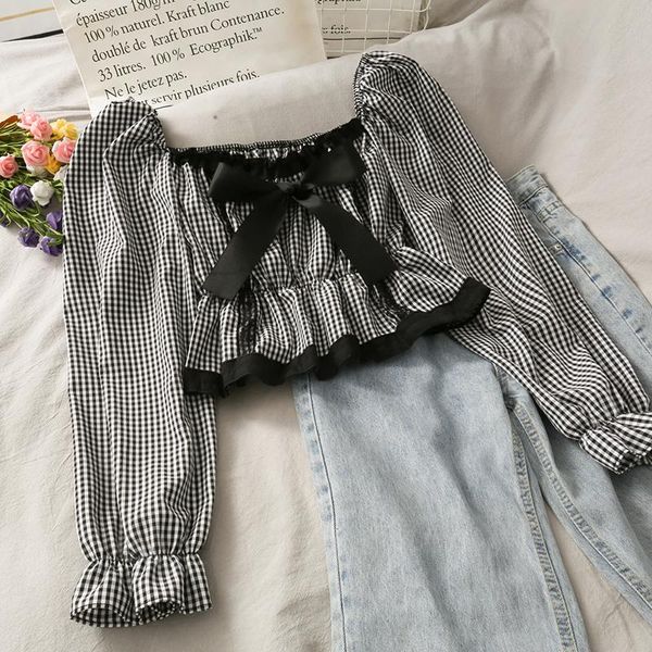 women's blouses & shirts autumn korean slim vintage women 2021 arrival square collar female fashion style clothing, White
women's blouses & shirts autumn korean slim vintage women 2021 arrival square collar female fashion style clothing, White