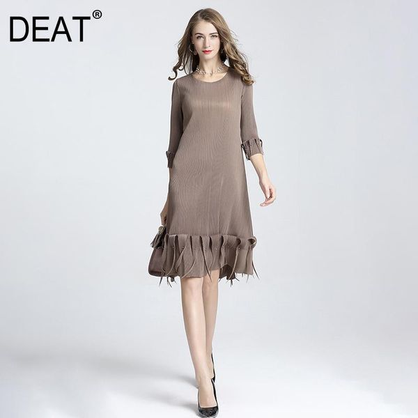 pleated woman dress beading elegant high waist slim design street seven sleeve dresses 2021 summer fashion xq022 casual, Black;gray
pleated woman dress beading elegant high waist slim design street seven sleeve dresses 2021 summer fashion xq022 casual, Black;gray