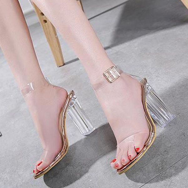 sandals transparent high-heeled shoes 2021 summer open-toed thick heel all-match women's, Black
sandals transparent high-heeled shoes 2021 summer open-toed thick heel all-match women's, Black