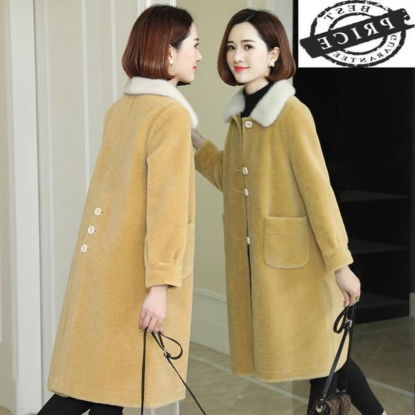 women's fur & faux real sheep shearing jackets women autumn winter wool coat female spring parka natural mink collar overcoat lwl13, Black
women's fur & faux real sheep shearing jackets women autumn winter wool coat female spring parka natural mink collar overcoat lwl13, Black