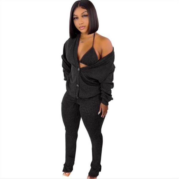 women's two piece pants 3 knitted set women with cardigan fashion long sleeve button up + bra flared sets plus size knit, White
women's two piece pants 3 knitted set women with cardigan fashion long sleeve button up + bra flared sets plus size knit, White
