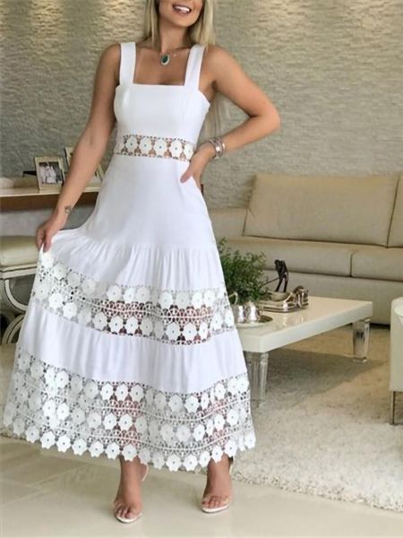 casual dresses summer women's sleeveless suspender style cotton 2021trendy lace flower pullover high waist solid color mosaic cake dres, Black;gray
casual dresses summer women's sleeveless suspender style cotton 2021trendy lace flower pullover high waist solid color mosaic cake dres, Black;gray