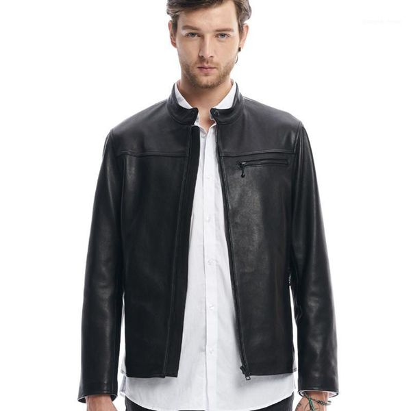 men's arrivals stand collar genuine leather jacket simple style casual motorcycle hight quality coat & faux, Black
men's arrivals stand collar genuine leather jacket simple style casual motorcycle hight quality coat & faux, Black
