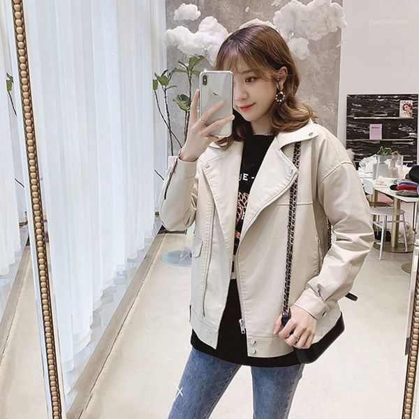 women's leather & faux ailegogo autumn women loose beige pu soft jacket casual female streetwear zipper turn down collar black coat
women's leather & faux ailegogo autumn women loose beige pu soft jacket casual female streetwear zipper turn down collar black coat