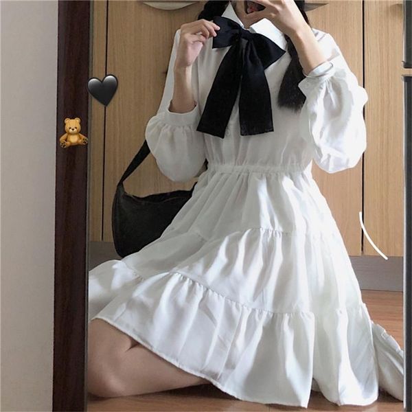 casual dresses sweet bowknot cake dress mori girl japanese style women autumn 2021 korean long sleeve, Black;gray
casual dresses sweet bowknot cake dress mori girl japanese style women autumn 2021 korean long sleeve, Black;gray