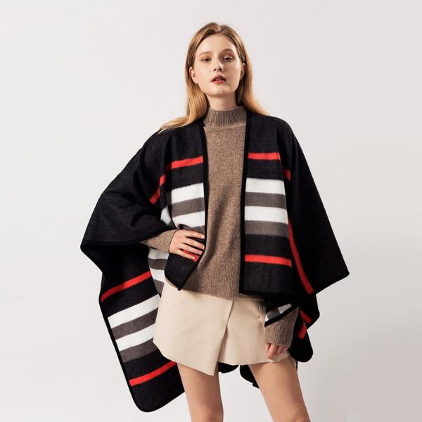 scarves 2021 autumn winter plus size warm striped ponchos capes for women oversized shawls luxury wraps cashmere female bufanda, Blue;gray
scarves 2021 autumn winter plus size warm striped ponchos capes for women oversized shawls luxury wraps cashmere female bufanda, Blue;gray