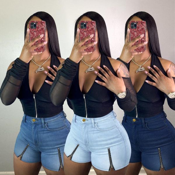 women's jeans european and american plus size summer fashion personality slim high elastic denim zipper shorts, Blue
women's jeans european and american plus size summer fashion personality slim high elastic denim zipper shorts, Blue