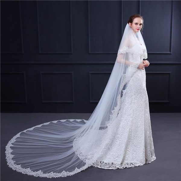 bridal veils two layers long cathedrals ivory lace edge women wedding vail with comb lange sluier 3 meter white, Black
bridal veils two layers long cathedrals ivory lace edge women wedding vail with comb lange sluier 3 meter white, Black