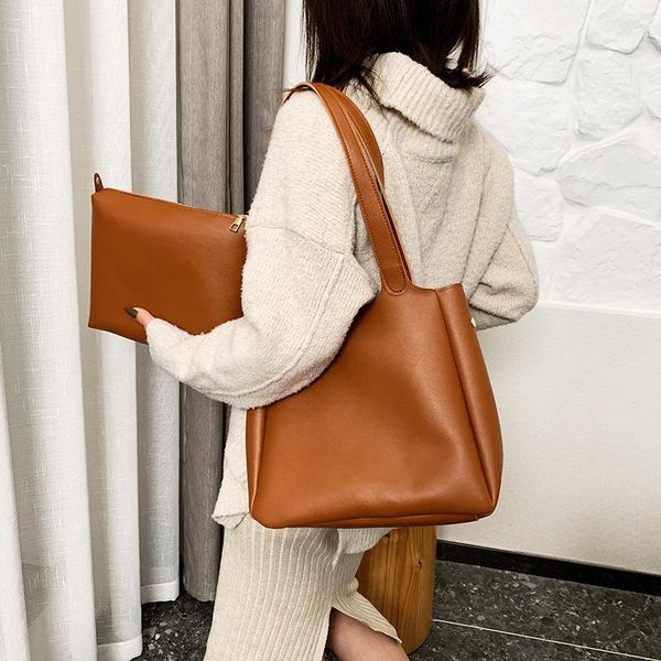 evening bags fashion women solid color shoulder pu leather shopping bag retro ladies large capacity tote handbags 2pcs composite
evening bags fashion women solid color shoulder pu leather shopping bag retro ladies large capacity tote handbags 2pcs composite
