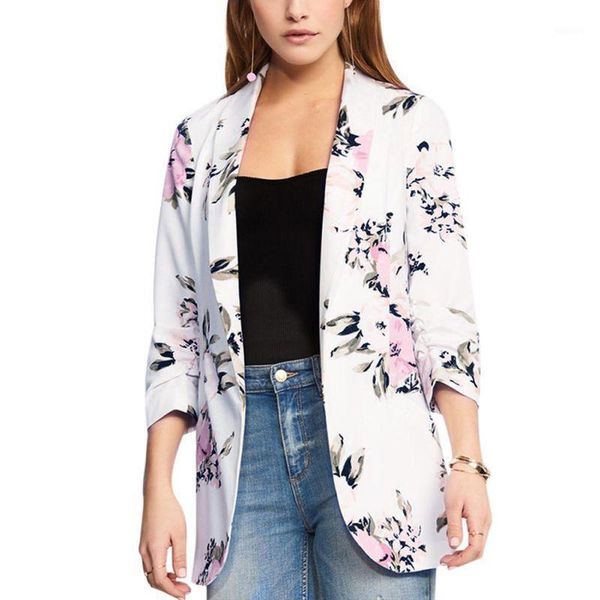 women flower print blazer fashion notched collar long sleeve coat female outerwear ladies blazers work wear chic, White;black
women flower print blazer fashion notched collar long sleeve coat female outerwear ladies blazers work wear chic, White;black