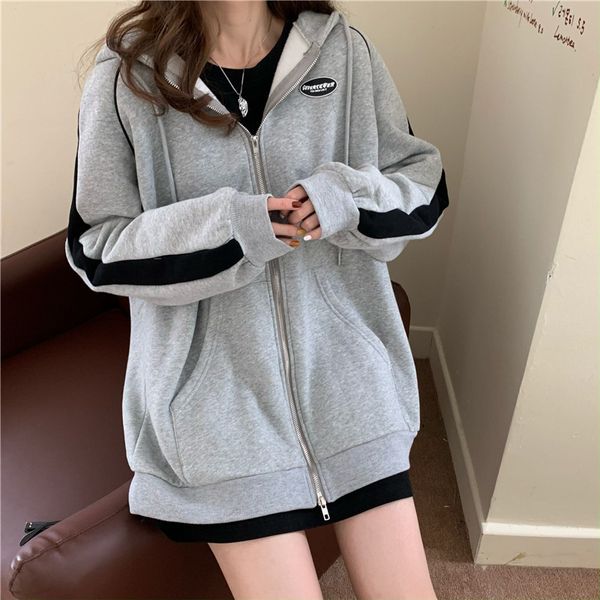 ins coat women's autumn and winter new clothes plush thickened loose zipper stitching color lazy style sweater hooded, Blue;black
ins coat women's autumn and winter new clothes plush thickened loose zipper stitching color lazy style sweater hooded, Blue;black