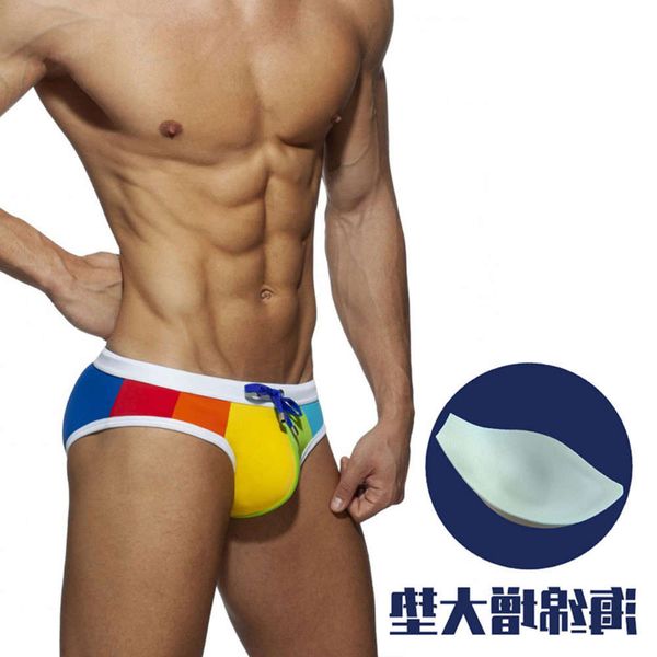 the bikini uxh rainbow with cup stereo triangle close fitting swimming trunks light beach bikini swimsuit men's, White;black
the bikini uxh rainbow with cup stereo triangle close fitting swimming trunks light beach bikini swimsuit men's, White;black