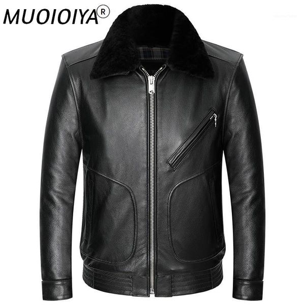men's leather & faux men's first layer cowhide jacket detachable wool collar genuine lapel large size coat, Black
men's leather & faux men's first layer cowhide jacket detachable wool collar genuine lapel large size coat, Black