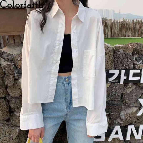 colorfaith new women spring summer blouse shirts oversize korean style pockets elegant office wild lady short bl713 210413, White
colorfaith new women spring summer blouse shirts oversize korean style pockets elegant office wild lady short bl713 210413, White