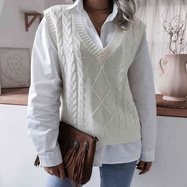 fashion spring v-neck twist casual loose knit vest sweater for womens knit vest sleeveless sweater pullovers high street 210514, White;black
fashion spring v-neck twist casual loose knit vest sweater for womens knit vest sleeveless sweater pullovers high street 210514, White;black