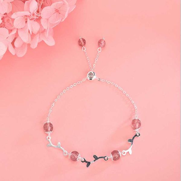 silver korean strawberry quartz bracelet flower leaf pink crystal sweet and romance women gift link, chain, Black
silver korean strawberry quartz bracelet flower leaf pink crystal sweet and romance women gift link, chain, Black