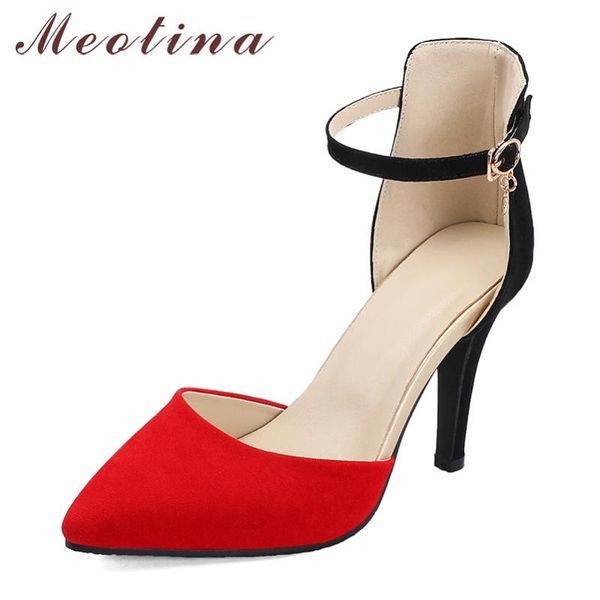 dress shoes meotina high heels women pumps buckle thin heel ankle strap mixed colors pointed toe party lady red size 33-44, Black
dress shoes meotina high heels women pumps buckle thin heel ankle strap mixed colors pointed toe party lady red size 33-44, Black