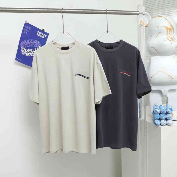 spring and summer new version men's women's same wave embroidery letters leisure trend loose round neck short sleeve t-shirt, White
spring and summer new version men's women's same wave embroidery letters leisure trend loose round neck short sleeve t-shirt, White