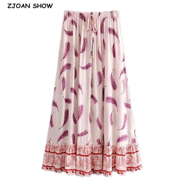 skirts 2021 boho pink feather print long skirt holiday women elastic high waist spliced ruched pleated hem swing beach, Black
skirts 2021 boho pink feather print long skirt holiday women elastic high waist spliced ruched pleated hem swing beach, Black