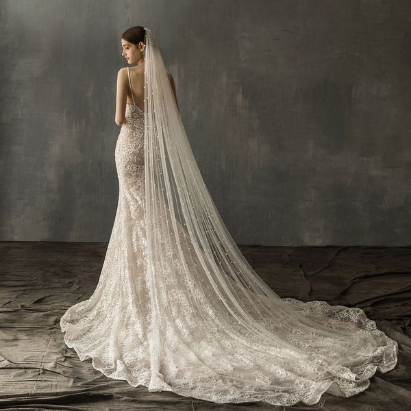 v639 luxury chapel wedding bridal veil handmade pearl beaded one-layer cut edge white ivory marriage long bride headdress with comb, Black
v639 luxury chapel wedding bridal veil handmade pearl beaded one-layer cut edge white ivory marriage long bride headdress with comb, Black