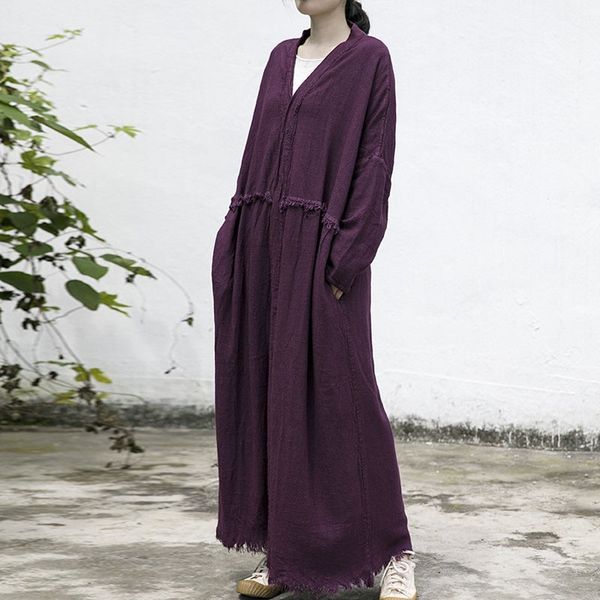 johnature autumn winter cotton linen retro v-neck long sleeve cardigan windswear loose leisure women fashion long coats 210521, Tan;black
johnature autumn winter cotton linen retro v-neck long sleeve cardigan windswear loose leisure women fashion long coats 210521, Tan;black