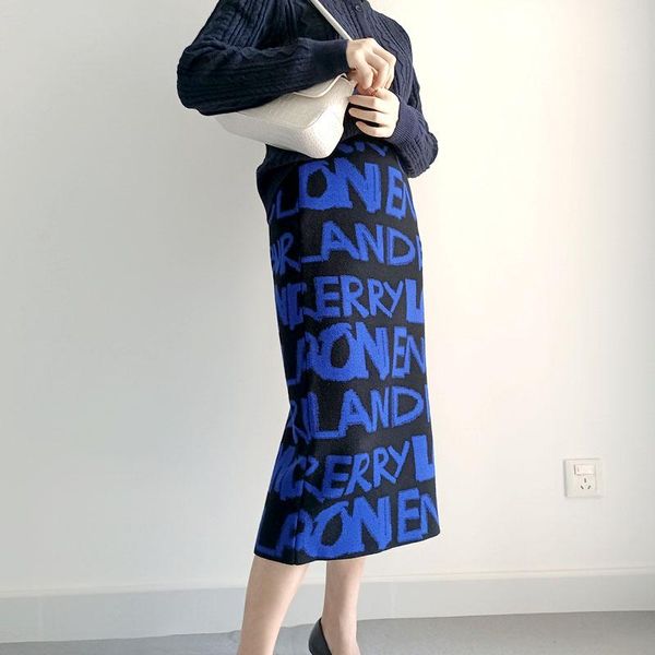 skirts 2021 letter knitted knee length skirt high waist straight elastic vintage spring autumn for women blue, Black
skirts 2021 letter knitted knee length skirt high waist straight elastic vintage spring autumn for women blue, Black