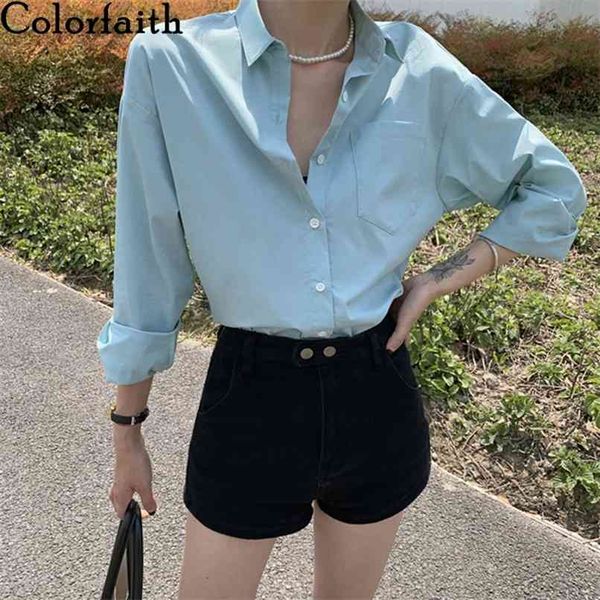 women spring summer blouses shirts korean style single breasted pocket vintage oversize office bl4121 210427, White 
women spring summer blouses shirts korean style single breasted pocket vintage oversize office bl4121 210427, White